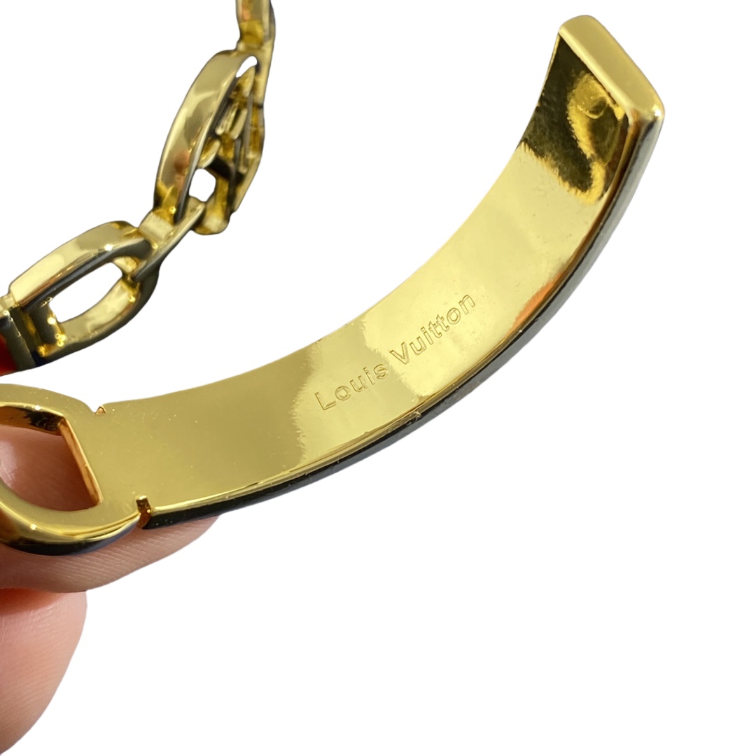LVS062 Gold Metal enamel LV Circle Prime Bracelet For men women - ccjewelryacc