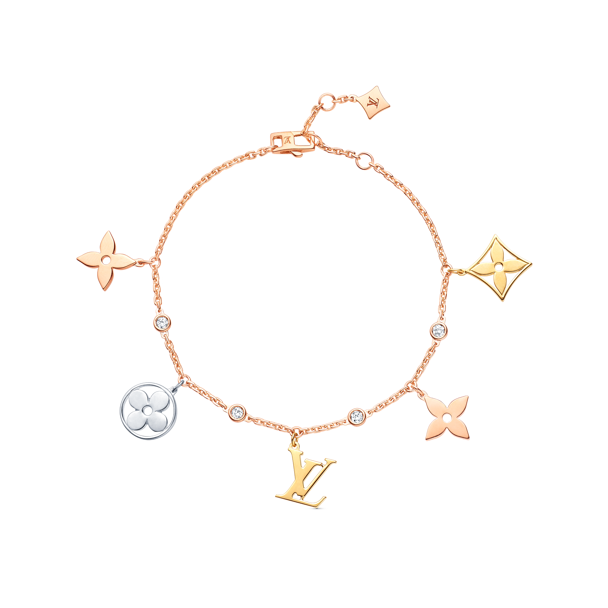 LVS056 Gold Q95689 LV IDYLLE BLOSSOM CHARMS Bracelet - ccfashionjewelry