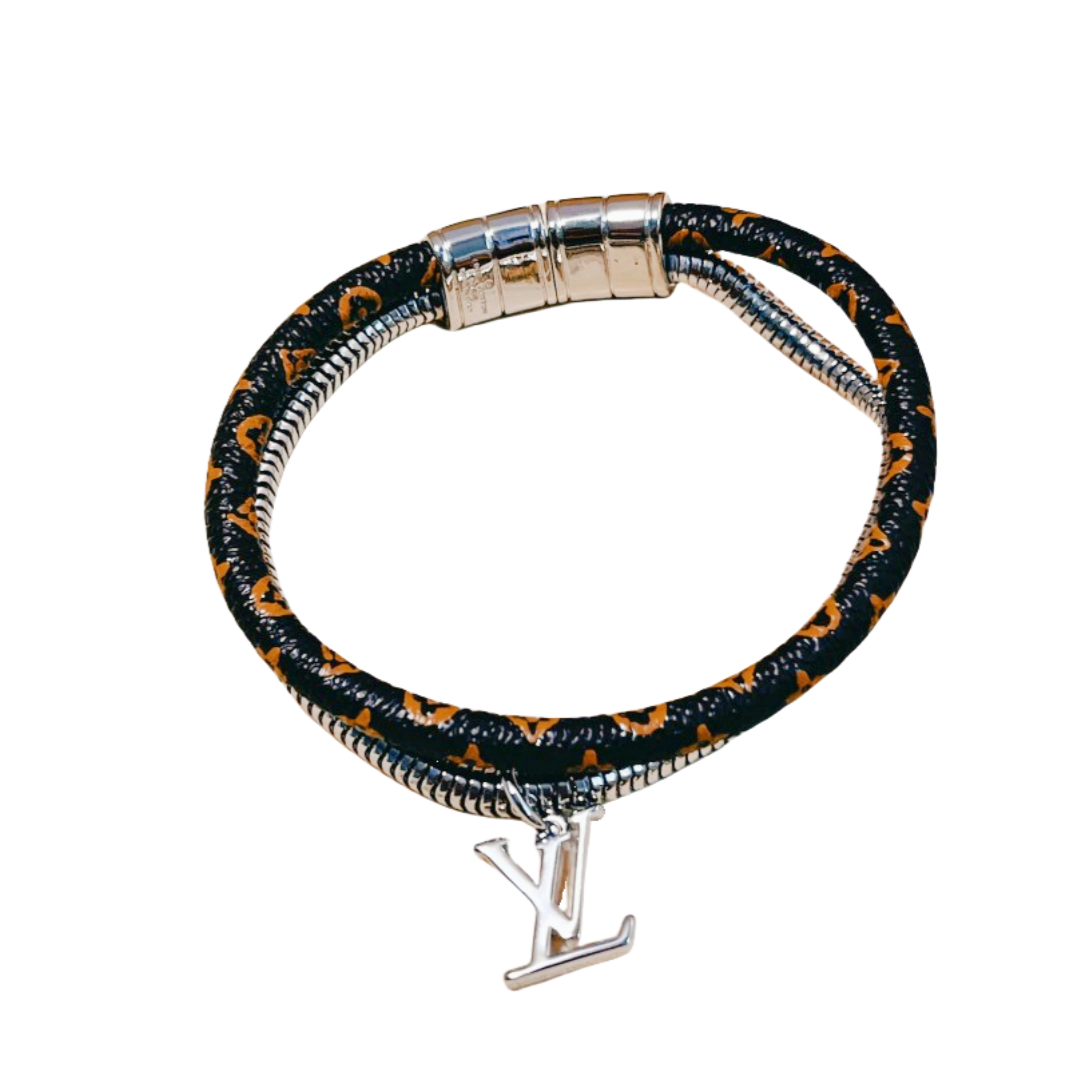 LVS068 M8580D Canvas rope and smake metal chain lv Monogram swirl bracelet for men women - ccjewelryacc