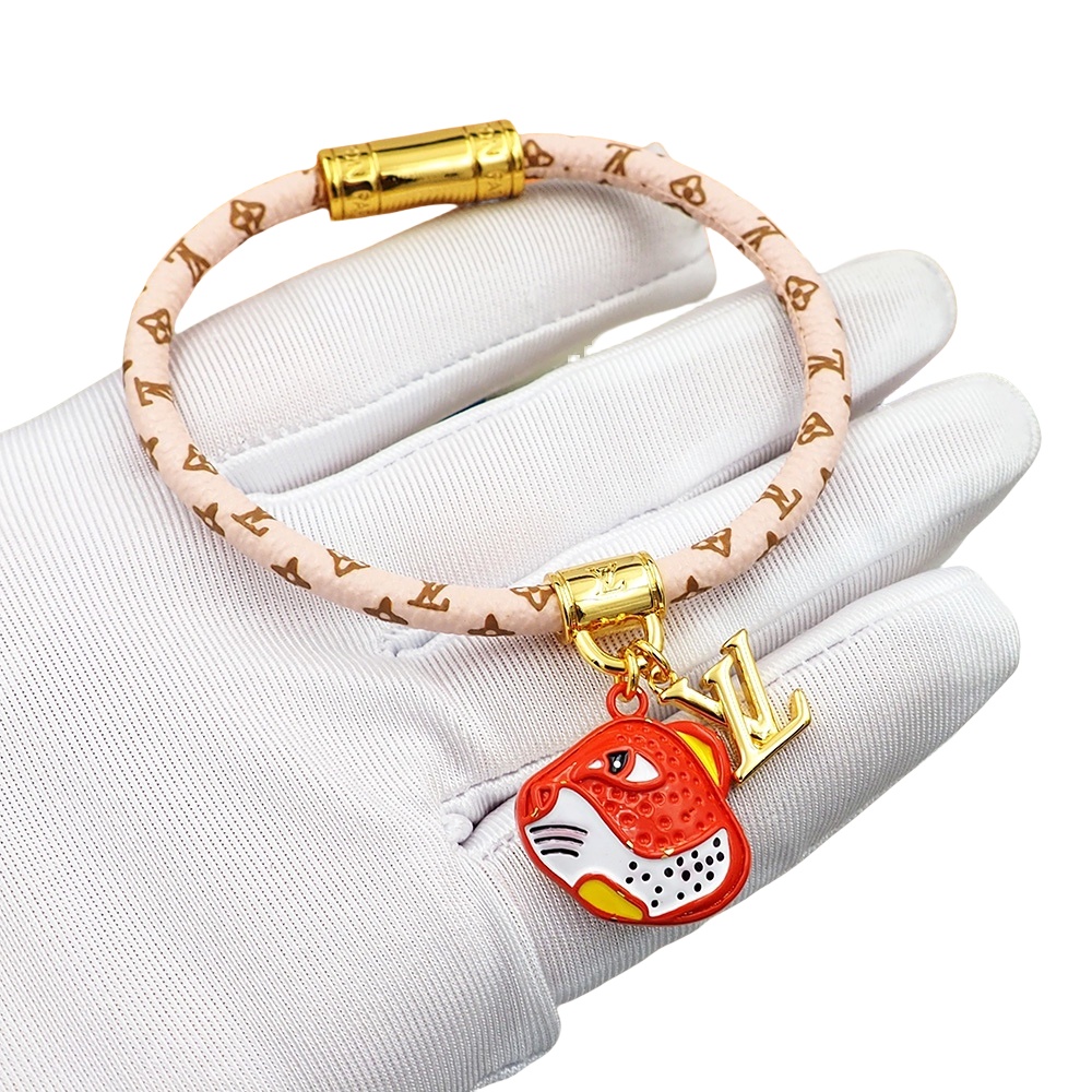LVS059 Gold metal and rope Animogram rabbit charm Bracelet M8666E - ccjewelryacc