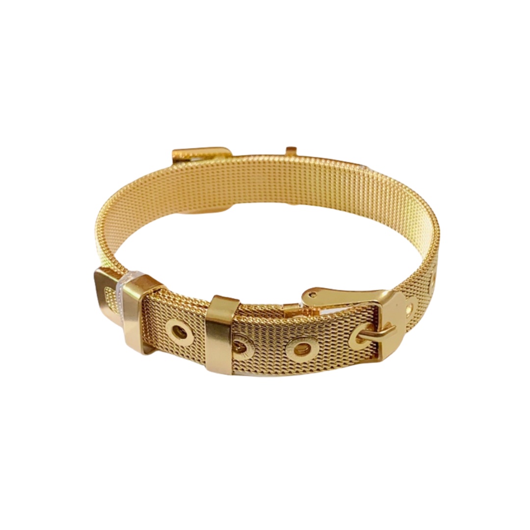 LVS071 Metal 14k gold LV Belt buckle bracelet - ccjewelryacc