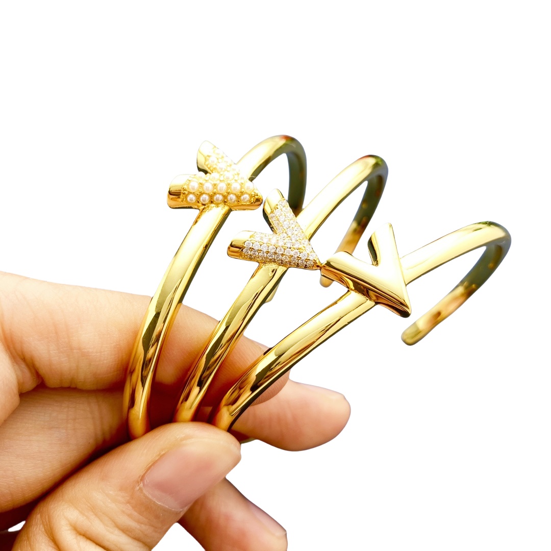 LVS070 LV V logo bangel bracelet - ccjewelryacc