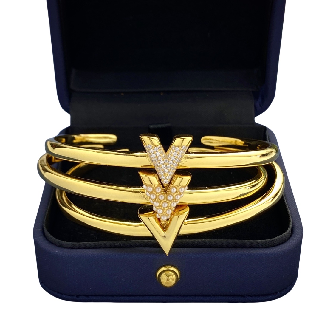 LVS070 LV V logo bangel bracelet - ccjewelryacc