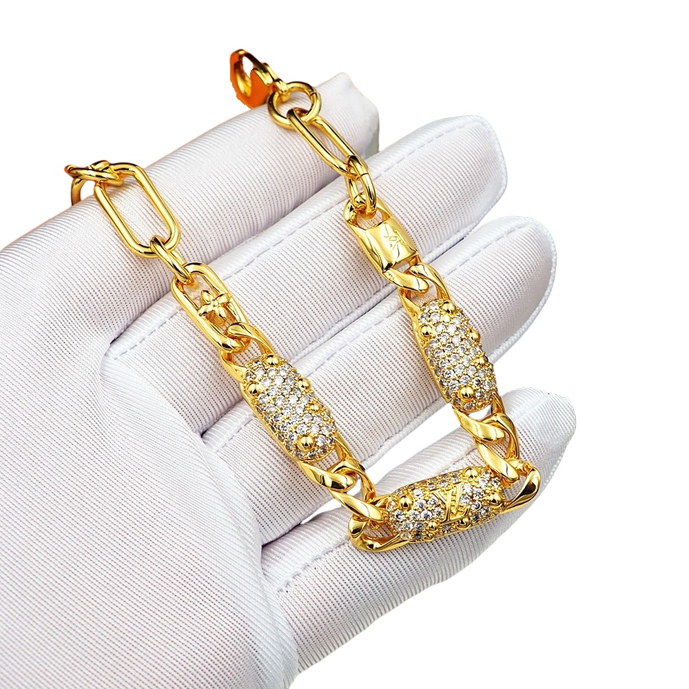 LVS064 Gold LV Constellation chain bracelet for men women - ccjewelryacc