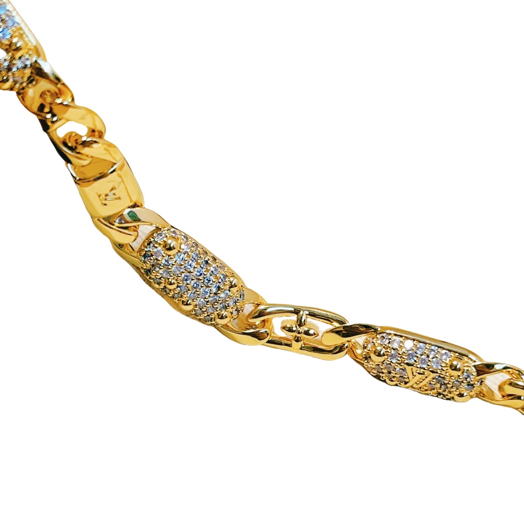 LVN017 Gold LV Constellation chain Necklace for men women - ccjewelryacc