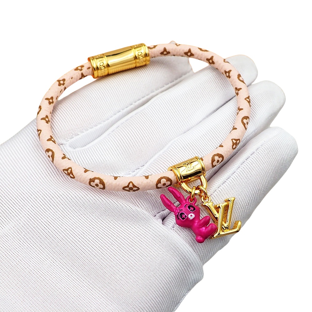 LVS059 Gold metal and rope Animogram rabbit charm Bracelet M8666E - ccjewelryacc