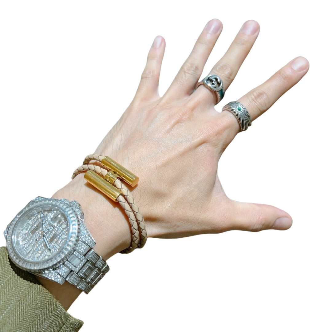 HMS022 Leather H buckle Armband Tournis Tresse bracelet for men - ccjewelryacc