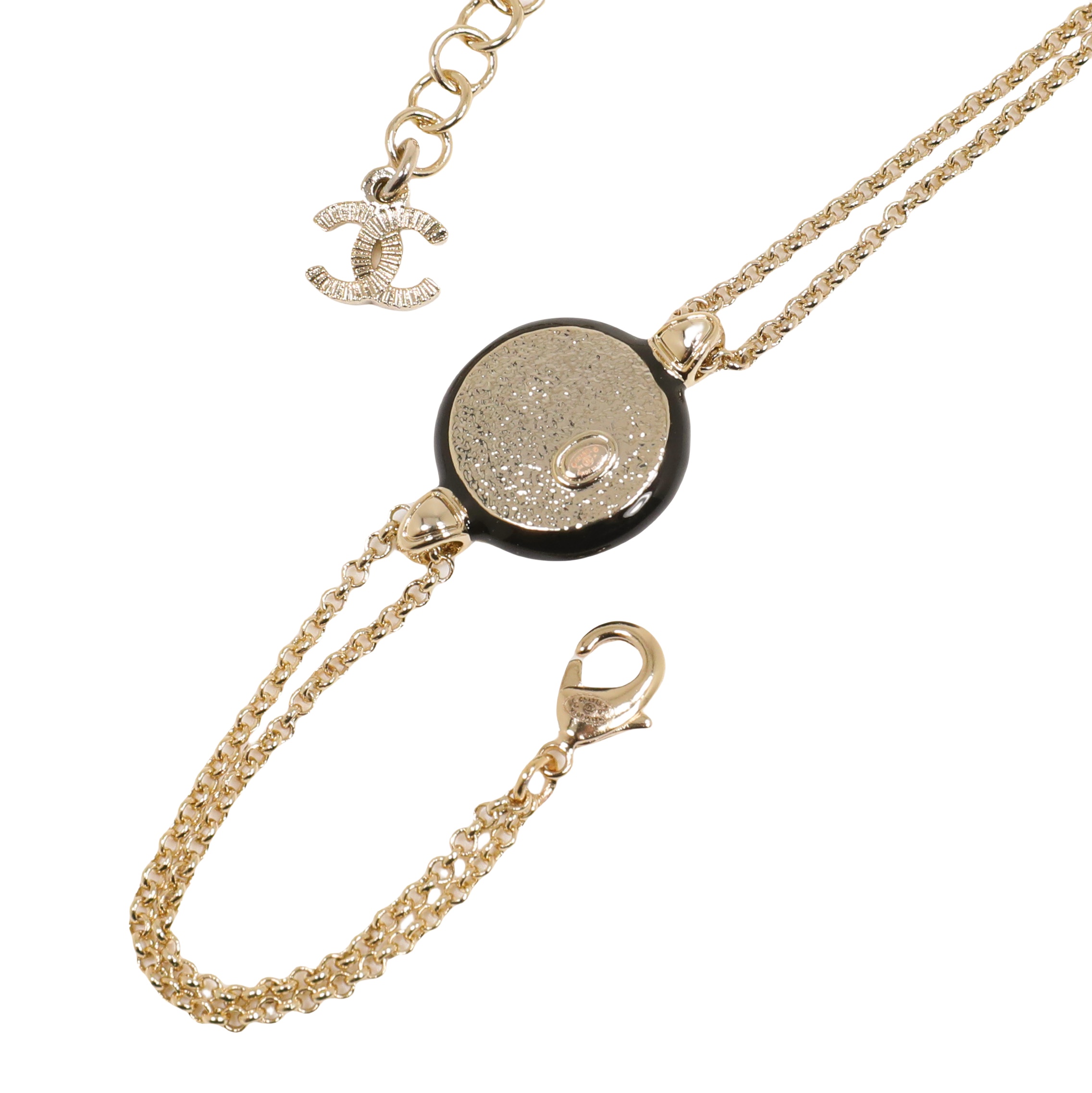 CCS094 24P Black And White Buttons Round Enamel Double C Bracelet chain - ccjewelryacc