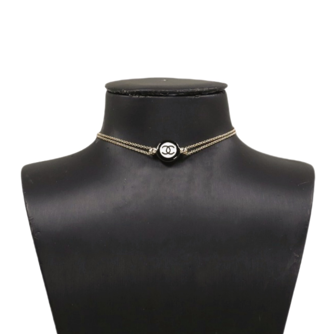 CCN015 24P Black And White Buttons Round Enamel Double C Necklace For Women - ccjewelryacc