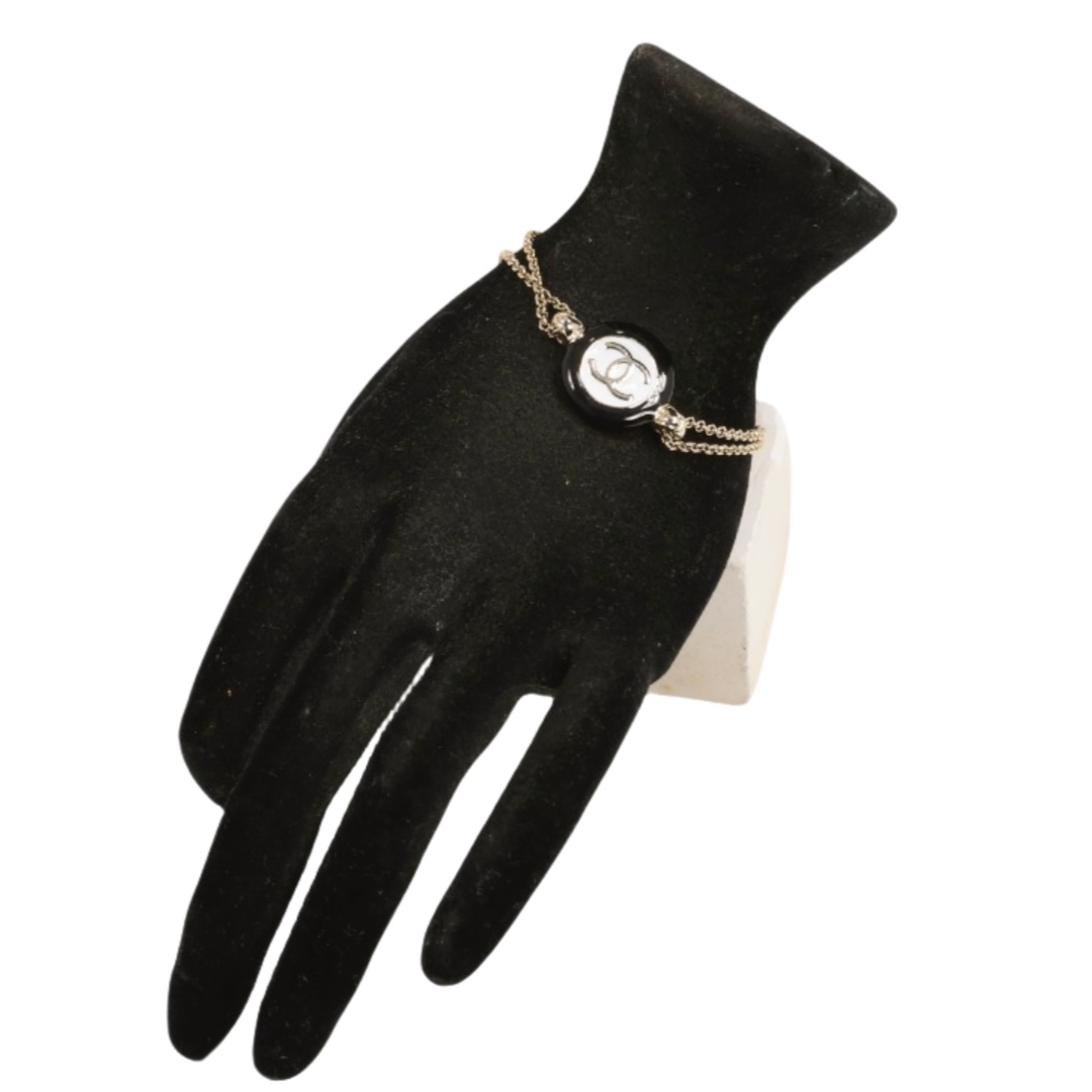 CCS094 24P Black And White Buttons Round Enamel Double C Bracelet chain - ccjewelryacc