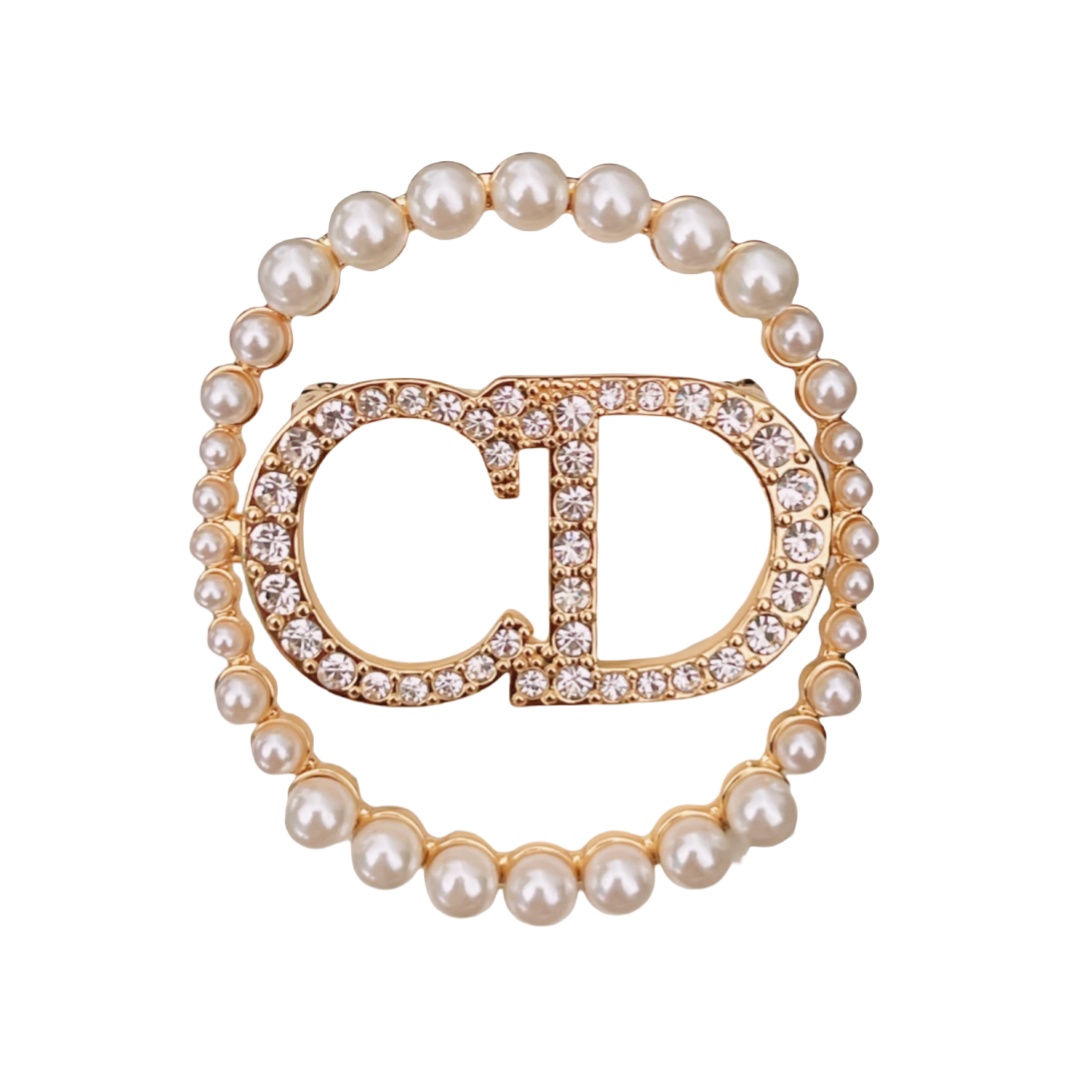 CDB001 cd crystal and pearls brooch Pin - ccjewelryacc