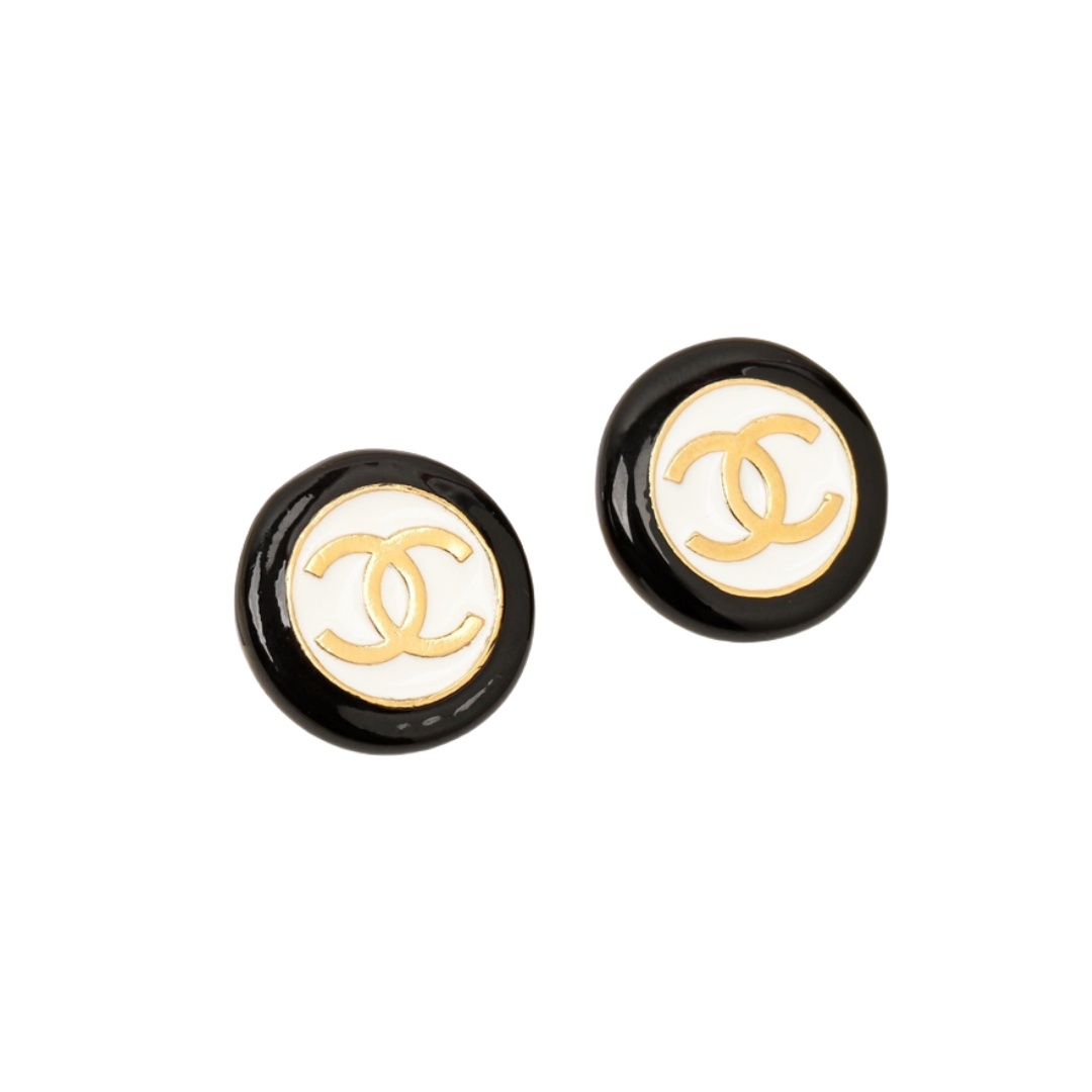 CCE611 24P Black White Buttons Round Enamel Stud Earring For Women - ccfashionjewelry