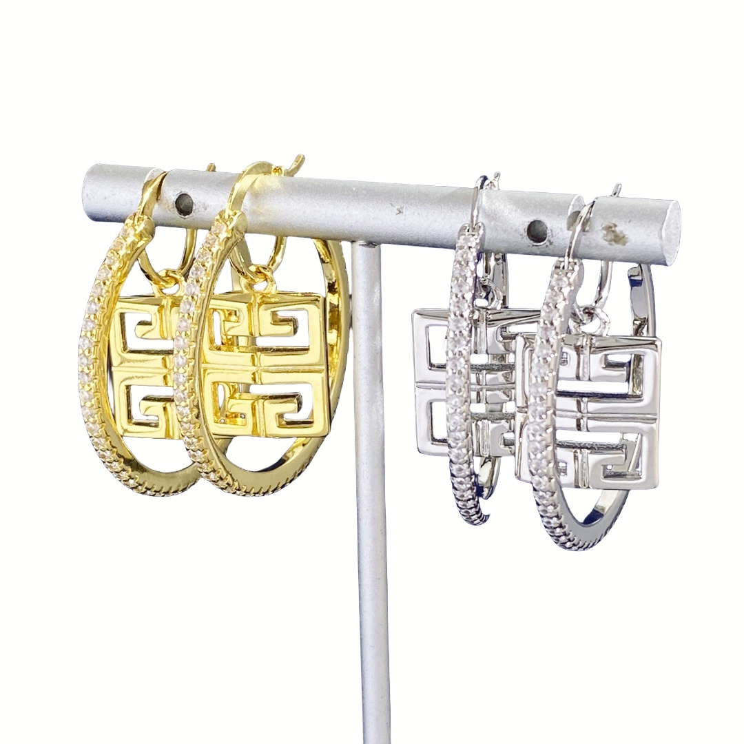 GVE003 4G hook earrings in metal with crystal - ccjewelryacc