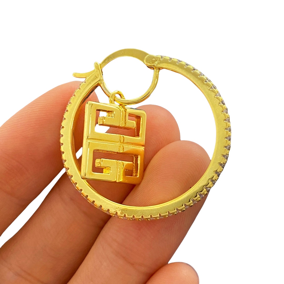 GVE003 4G hook earrings in metal with crystal - ccjewelryacc