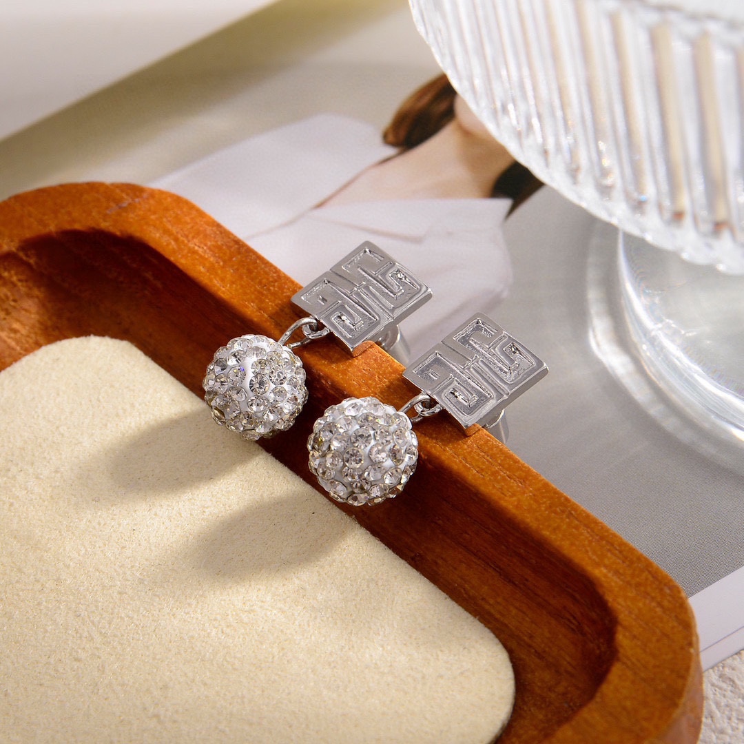 GVE002 4G earrings in metal with pearls/crystal - ccjewelryacc