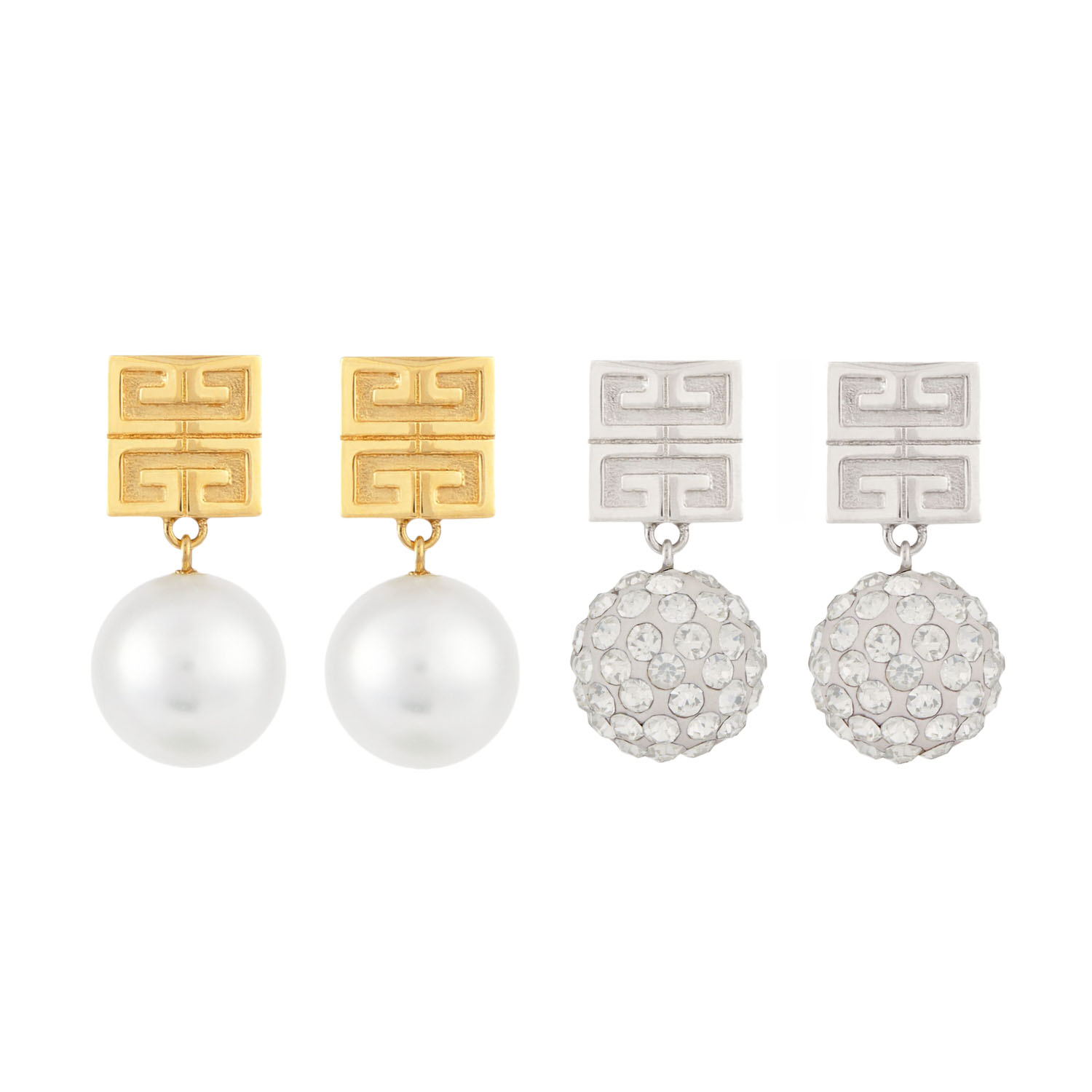GVE002 4G earrings in metal with pearls/crystal - ccjewelryacc