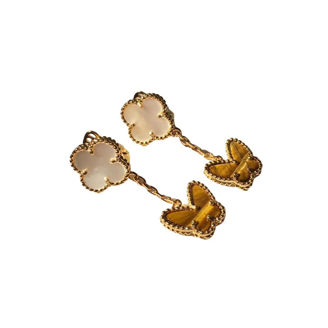 VCE014 Lucky Alhambra drop earring clips, 2 motifs - ccjewelryacc