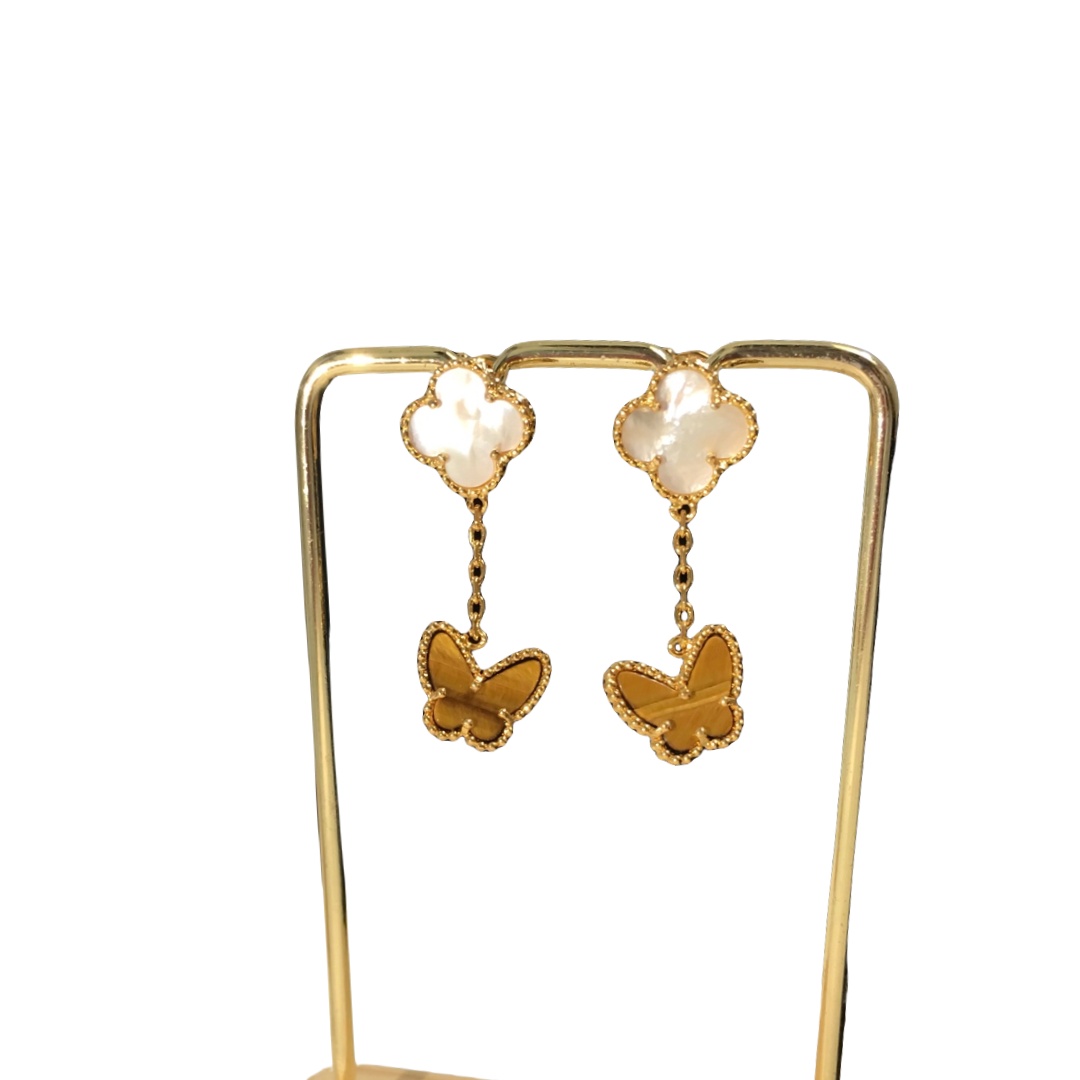 VCE014 Lucky Alhambra drop earring clips, 2 motifs - ccjewelryacc