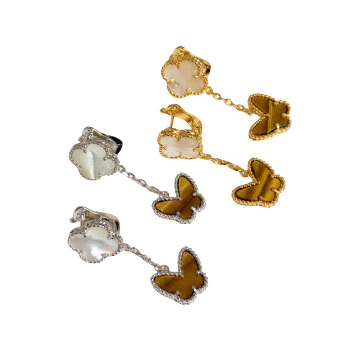 VCE014 Lucky Alhambra drop earring clips, 2 motifs - ccfashionjewelry