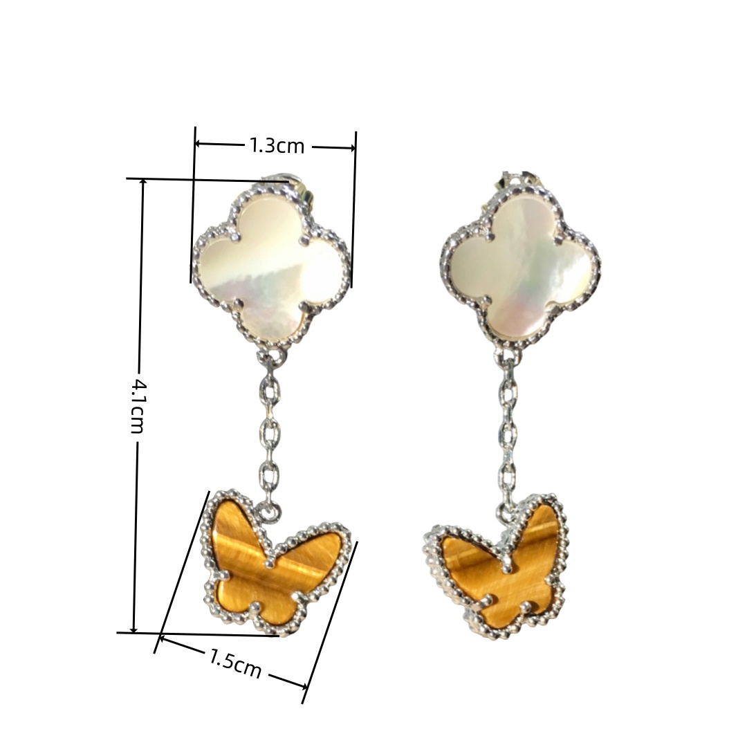 VCE014 Lucky Alhambra drop earring clips, 2 motifs - ccjewelryacc