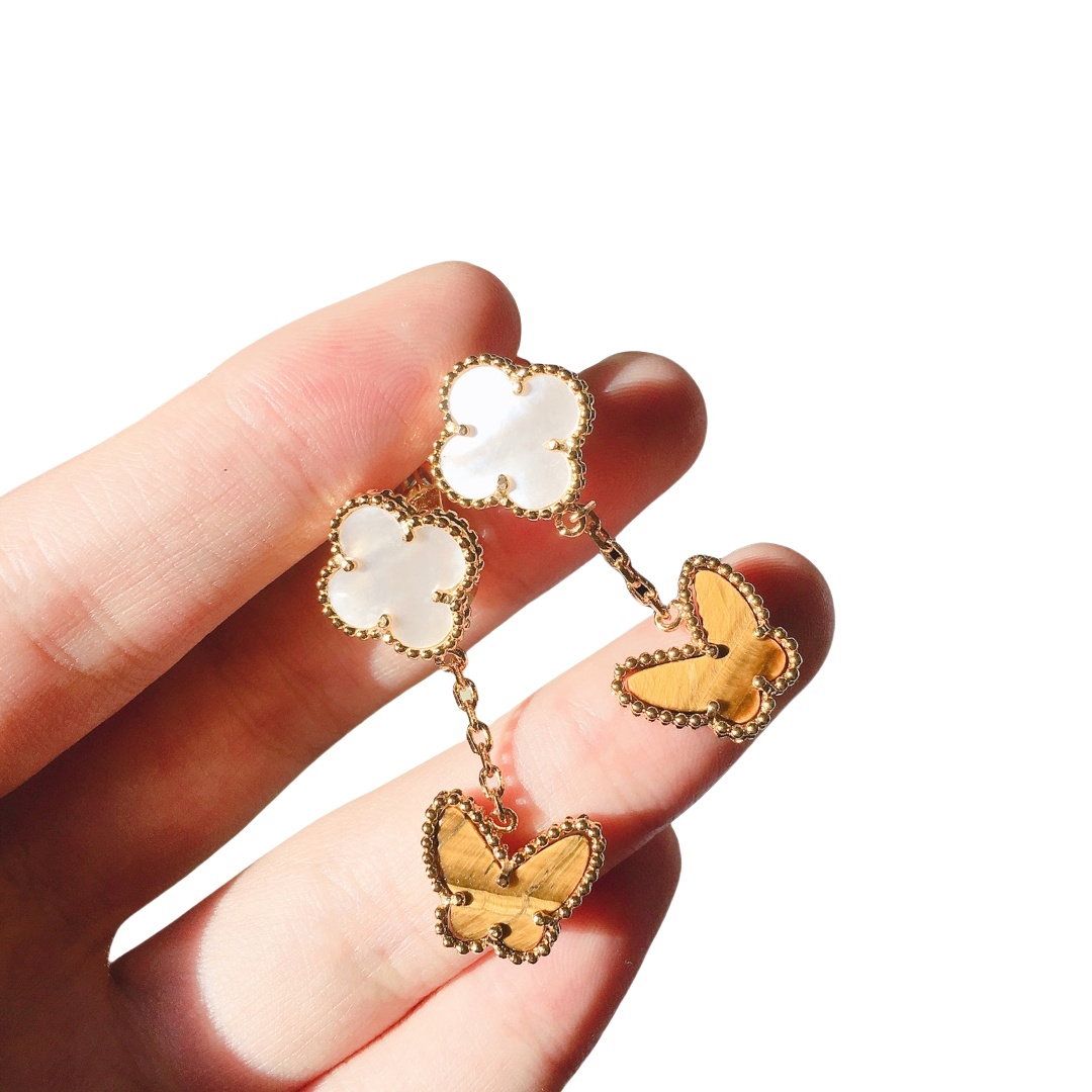 VCE014 Lucky Alhambra drop earring clips, 2 motifs - ccjewelryacc