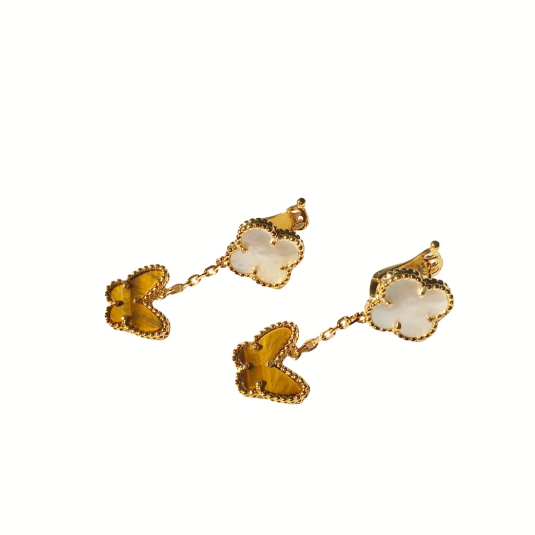 VCE014 Lucky Alhambra drop earring clips, 2 motifs - ccjewelryacc
