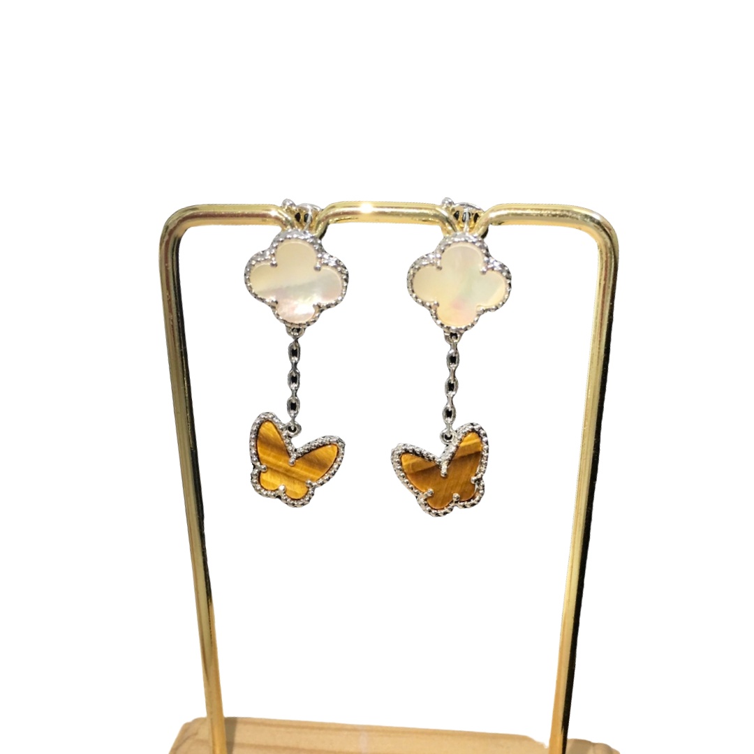 VCE014 Lucky Alhambra drop earring clips, 2 motifs - ccjewelryacc