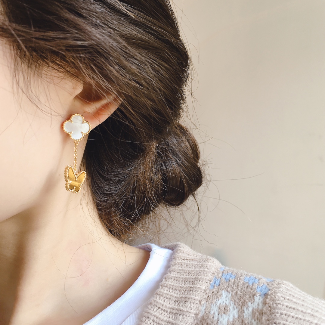 VCE014 Lucky Alhambra drop earring clips, 2 motifs - ccjewelryacc