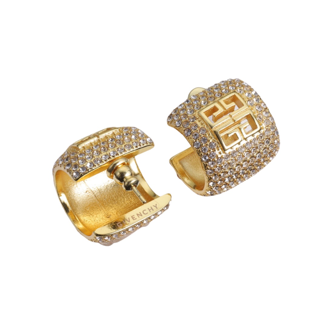 GVE009 Stitch earrings in metal with crystals - ccjewelryacc