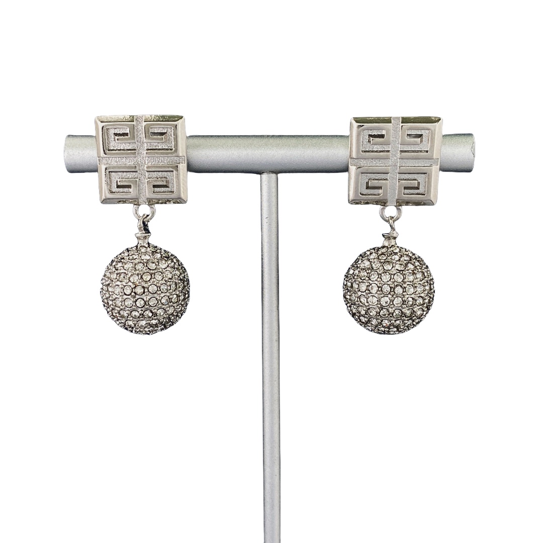 GVE002 4G earrings in metal with pearls/crystal - ccjewelryacc