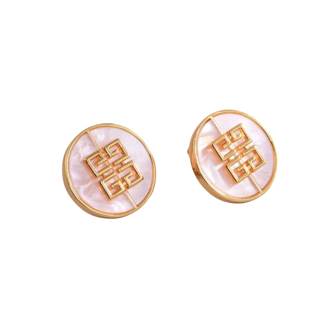 GVE007  Round Mother of pearl 4G stud earring - ccjewelryacc