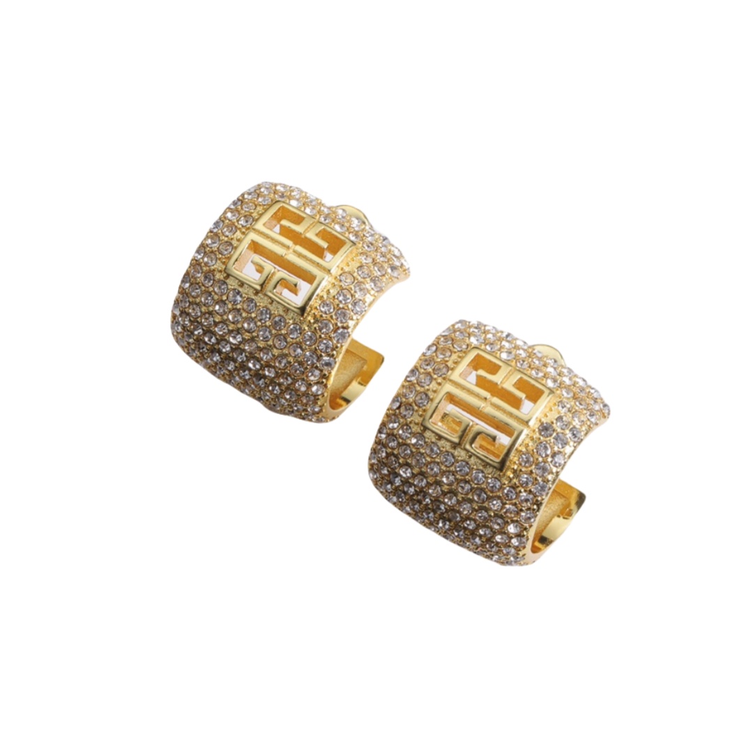 GVE009 Stitch earrings in metal with crystals - ccjewelryacc