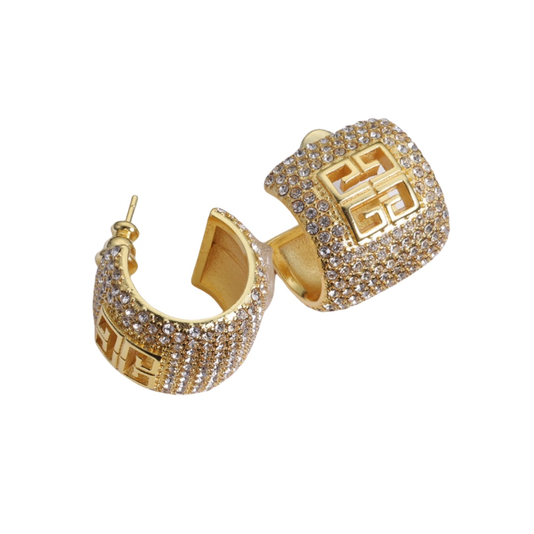 GVE009 Stitch earrings in metal with crystals - ccjewelryacc