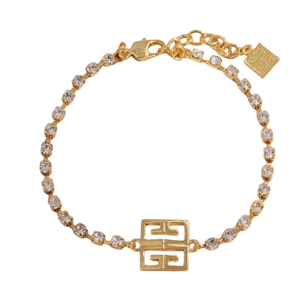 GVN002 Gold 4G necklace in metal with crystals - ccjewelryacc