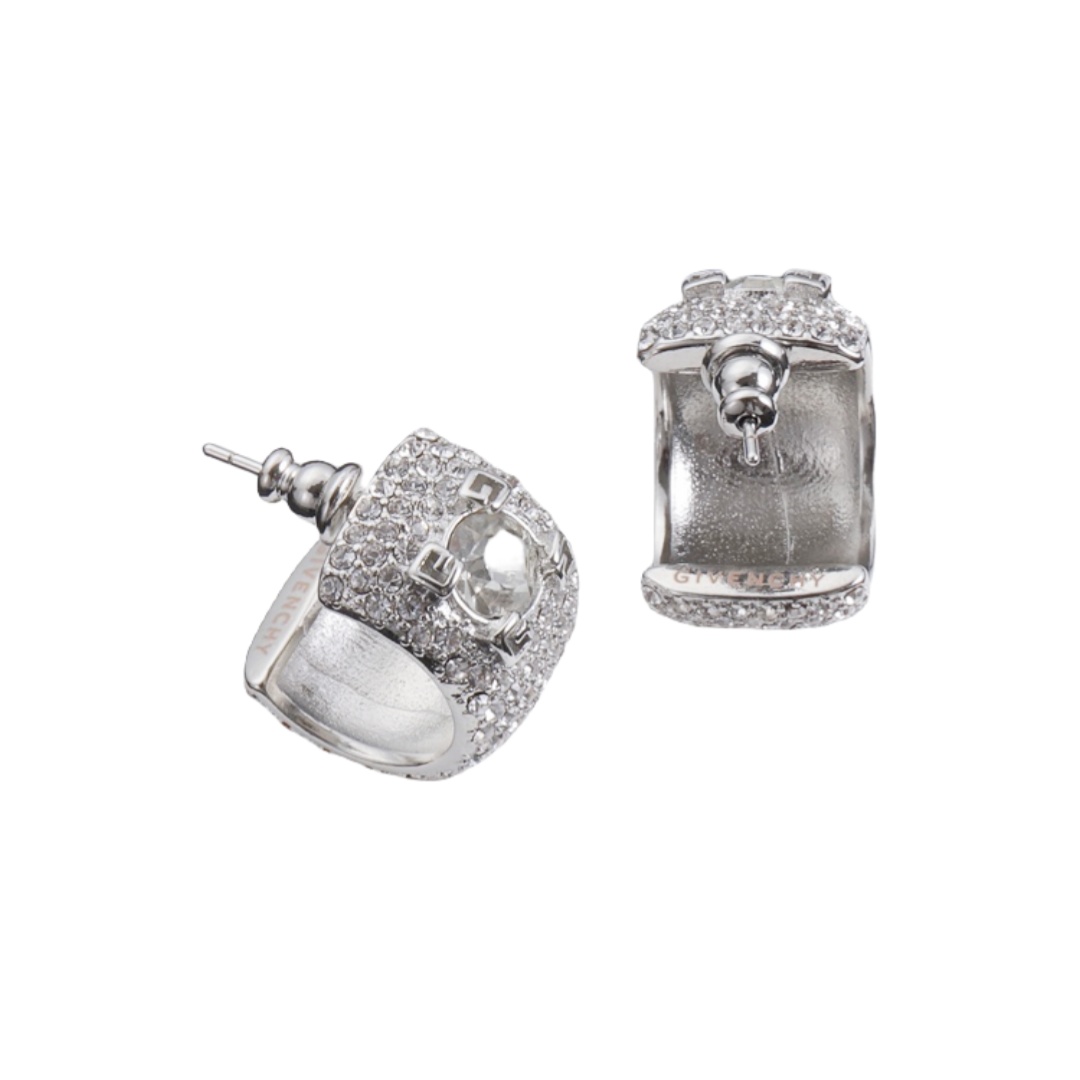 GVE010 Stitch earrings in metal with crystals - ccjewelryacc