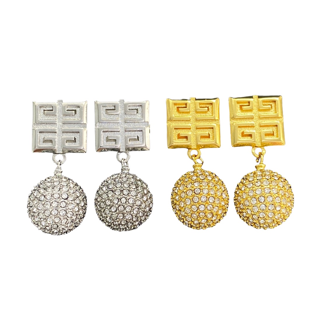 GVE002 4G earrings in metal with pearls/crystal - ccjewelryacc