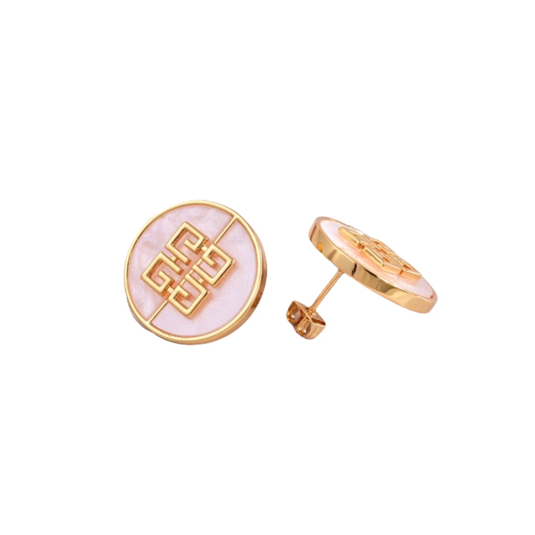 GVE007  Round Mother of pearl 4G stud earring - ccjewelryacc