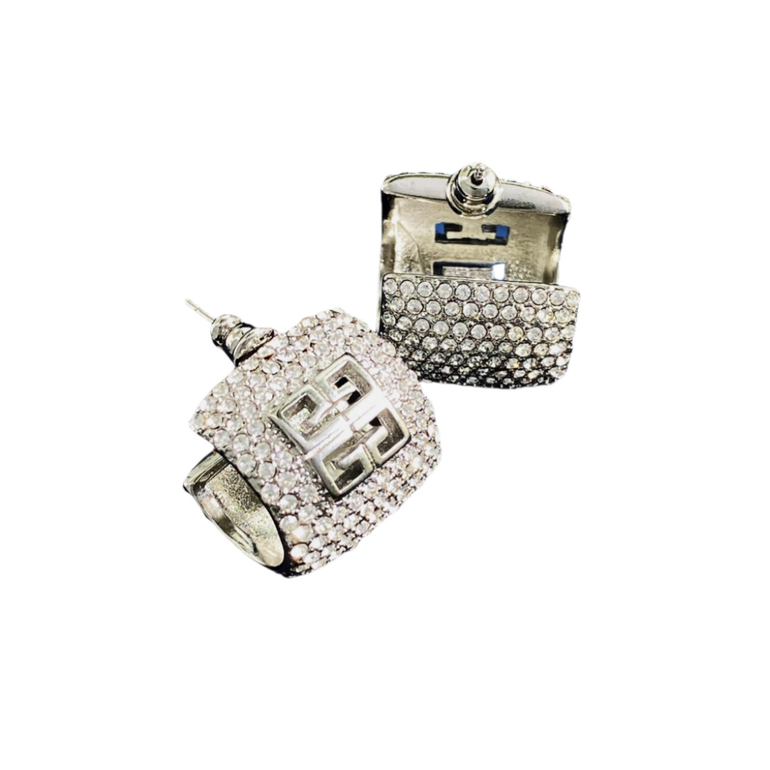 GVE009 Stitch earrings in metal with crystals - ccjewelryacc