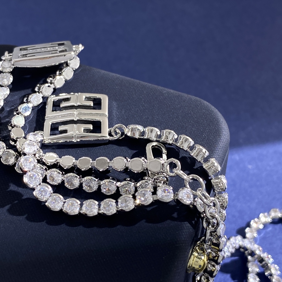 GVN002 Gold 4G necklace in metal with crystals - ccjewelryacc