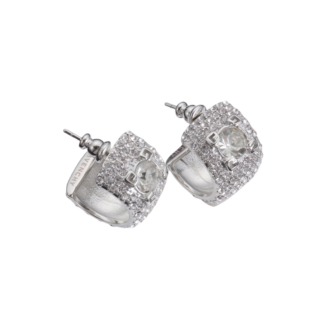 GVE010 Stitch earrings in metal with crystals - ccjewelryacc