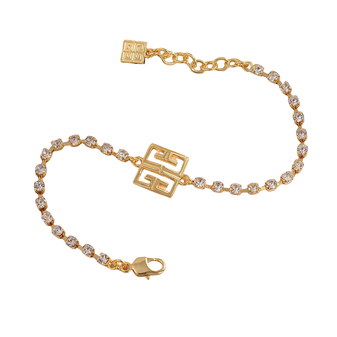 GVN002 Gold 4G necklace in metal with crystals - ccjewelryacc