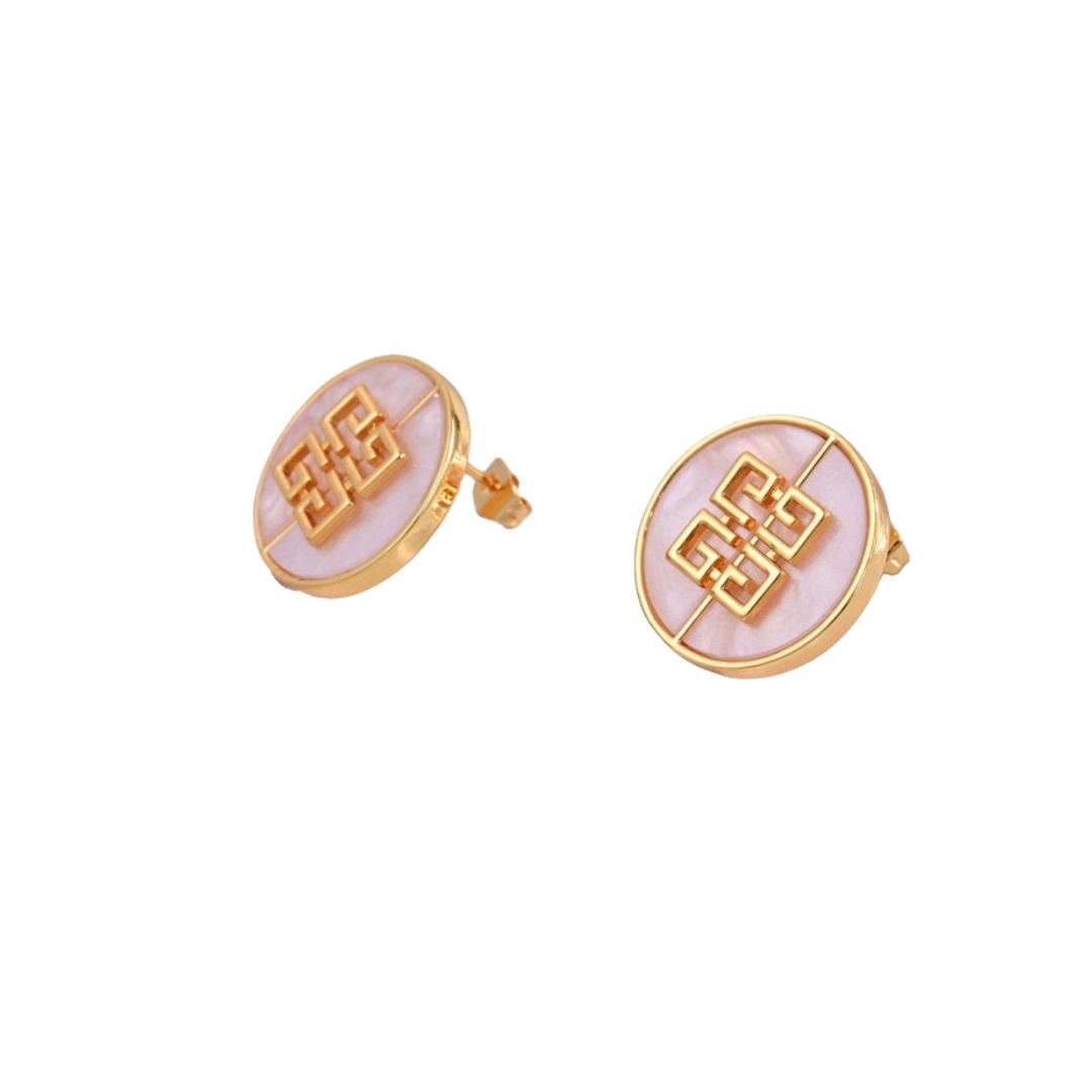 GVE007  Round Mother of pearl 4G stud earring - ccjewelryacc