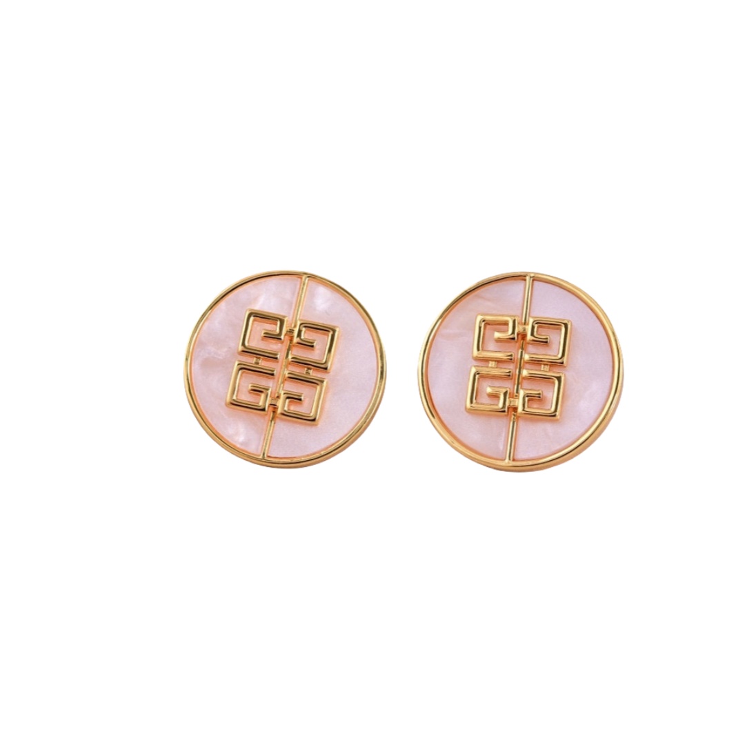 GVE007  Round Mother of pearl 4G stud earring - ccjewelryacc