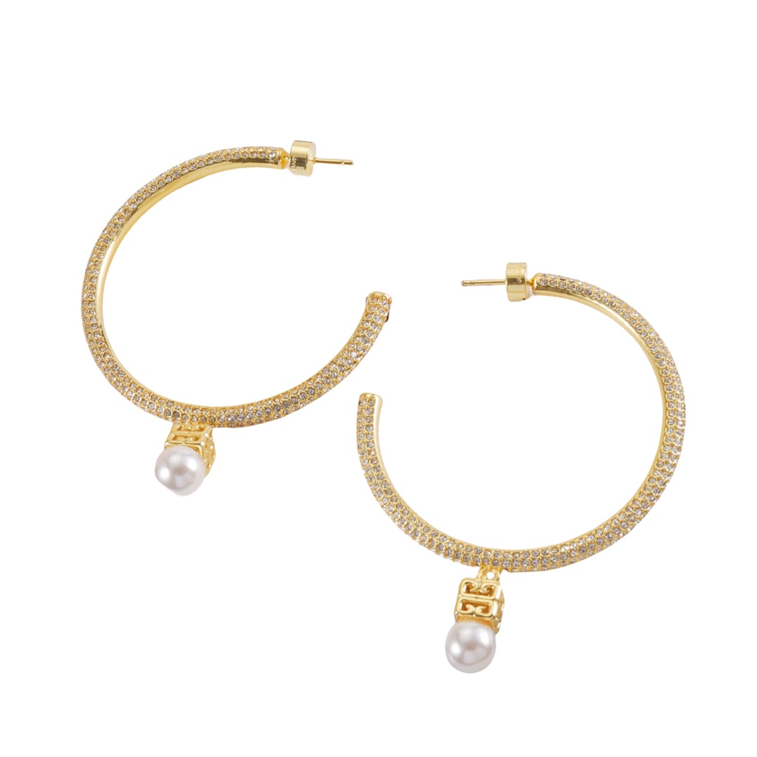 GVE008 Full crystal 4G hook earrings - ccjewelryacc