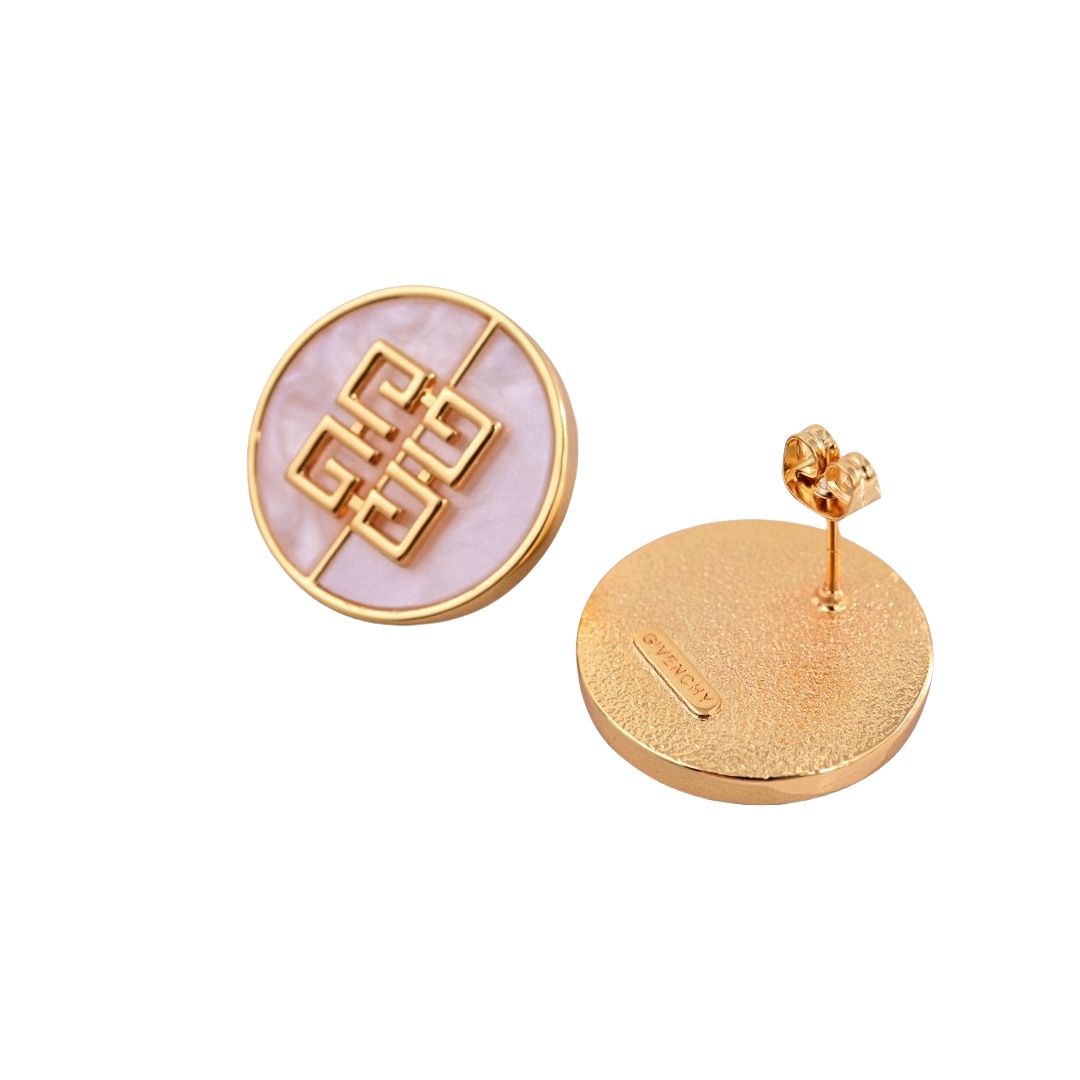 GVE007  Round Mother of pearl 4G stud earring - ccjewelryacc