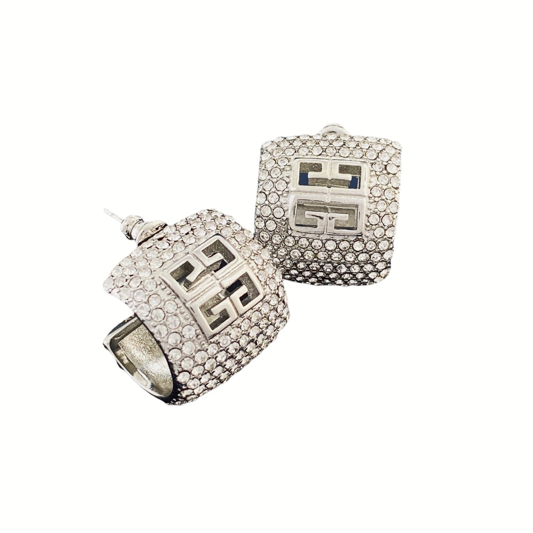 GVE009 Stitch earrings in metal with crystals - ccjewelryacc