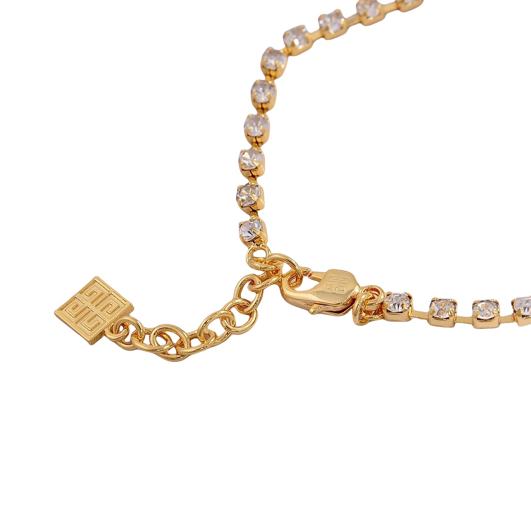 GVN002 Gold 4G necklace in metal with crystals - ccjewelryacc