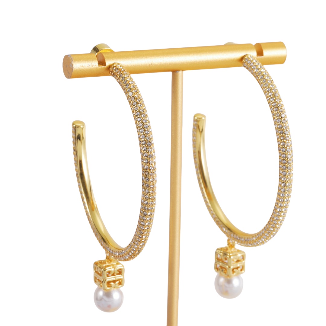 GVE008 Full crystal 4G hook earrings - ccjewelryacc
