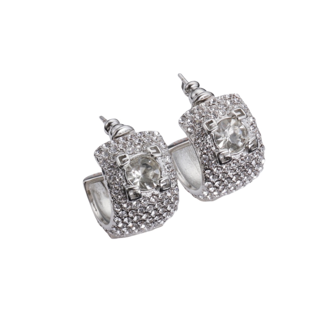 GVE010 Stitch earrings in metal with crystals - ccjewelryacc