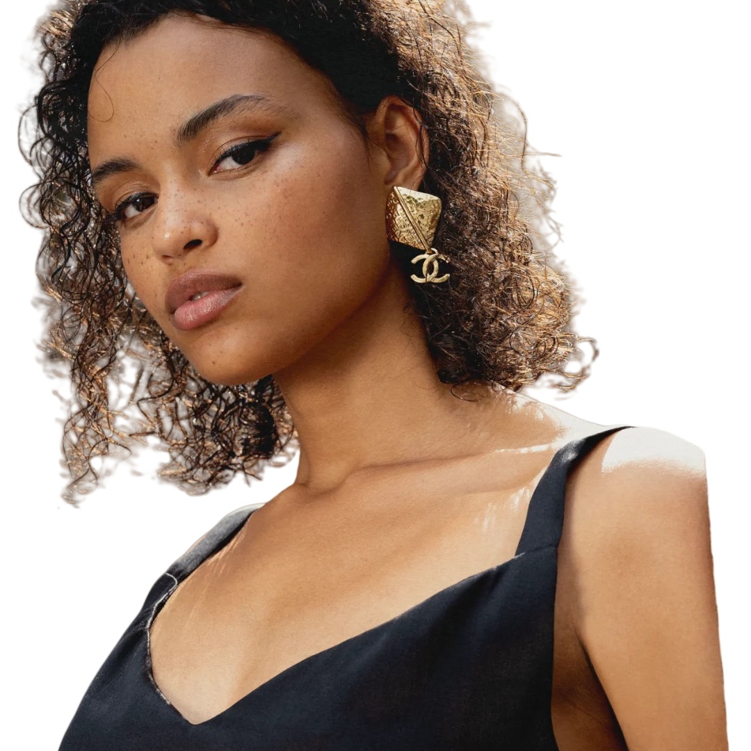 CCE008 Metal rhombic asymmetric embossment letters CC drop earring - ccjewelryacc